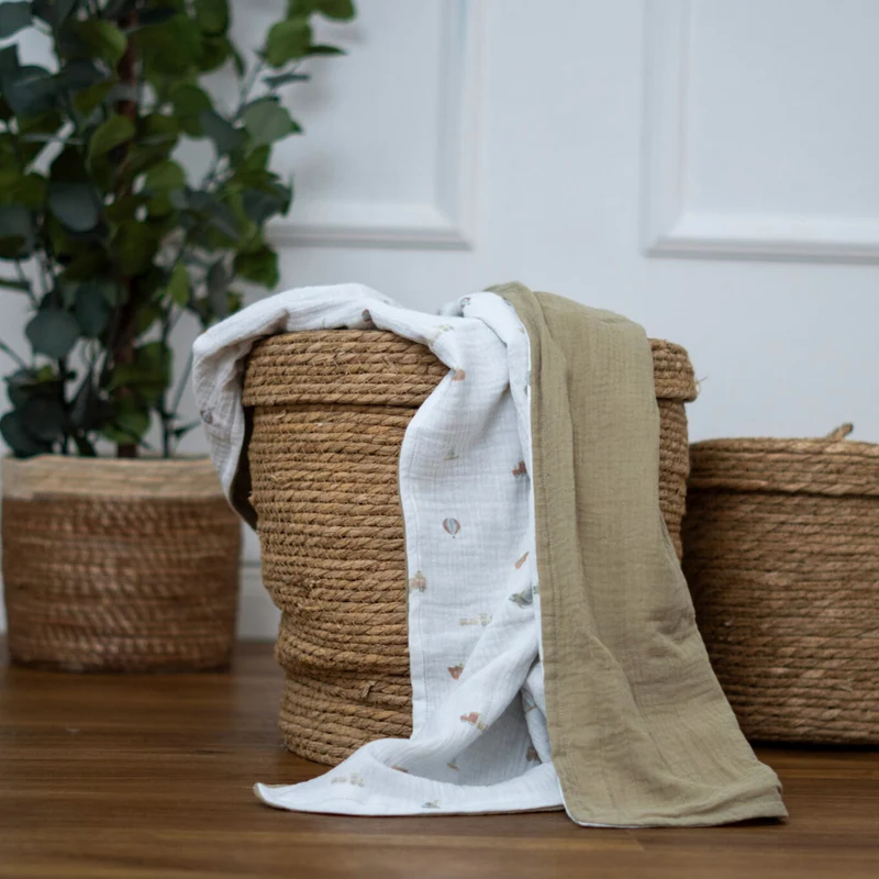 Musselin Babydecke - olive 100×70 cm – Leicht, weich & perfekt für Frühling und Sommer