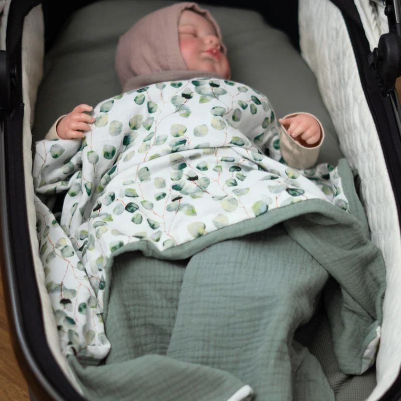 Musselin Babydecke - Eukalytus 100×70 cm – Leicht, weich & perfekt für Frühling und Sommer
