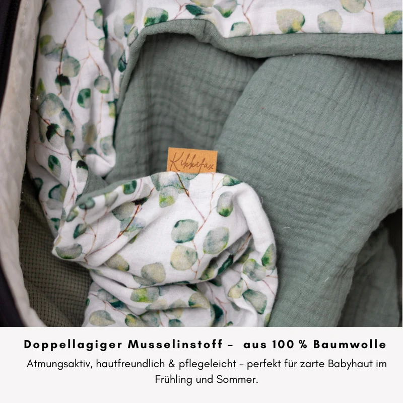 Musselin Babydecke - Eukalytus 100×70 cm – Leicht, weich & perfekt für Frühling und Sommer