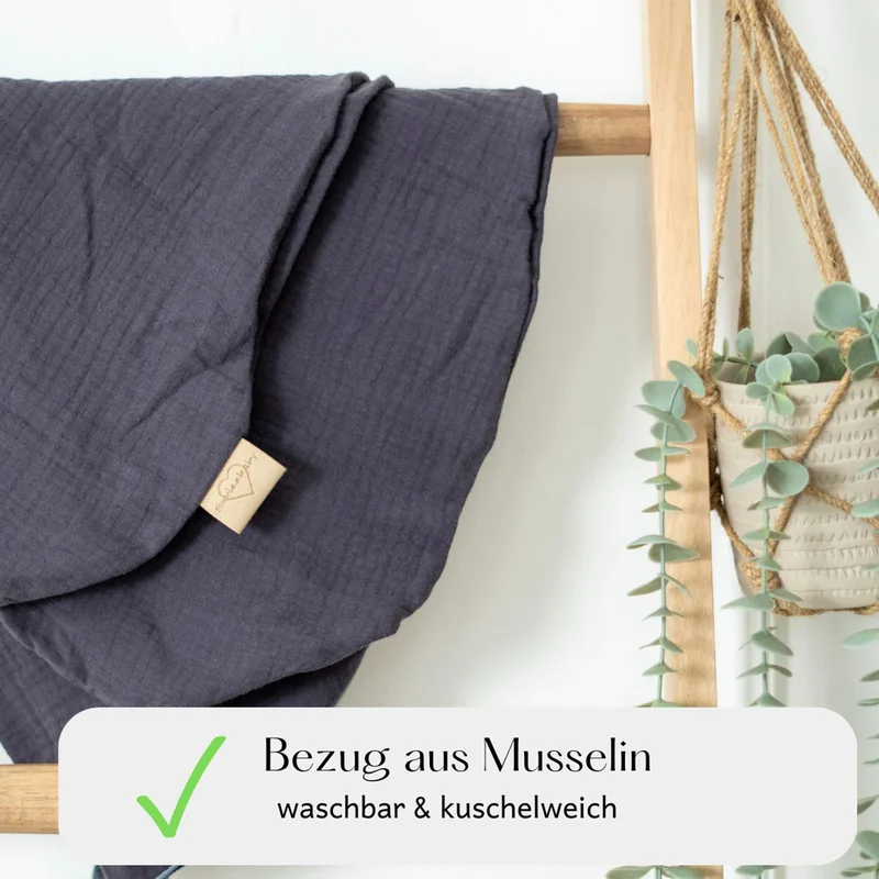 Stillkissen Musselin grau - für entspanntes Stillen