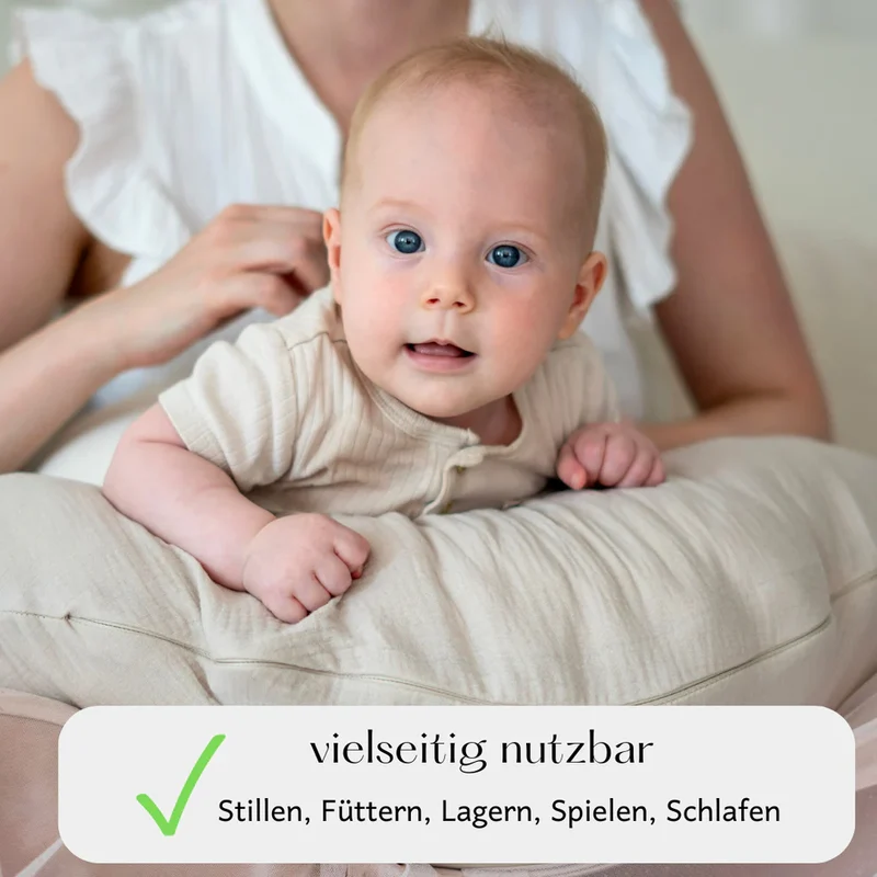 Musselin Stillkissen beige - für entspanntes Stillen