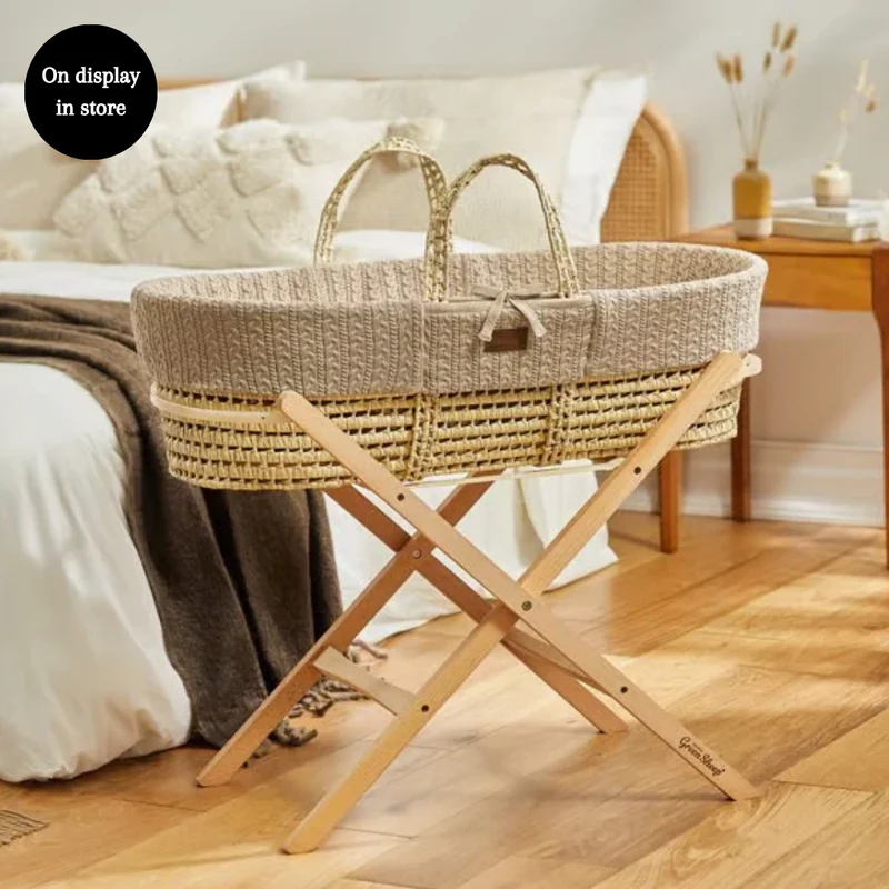 Biologisch gebreide Mozesmand set incl natuurlijk matras - New Edition