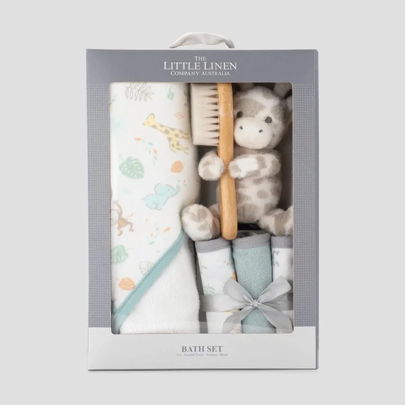 Little Linen Bath Gift Set - Savanna Giraffe