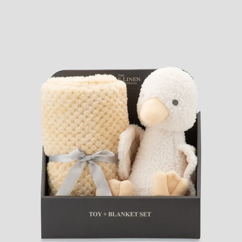 Little Linen Plush Toy & Blanket - Fuzzy Duck
