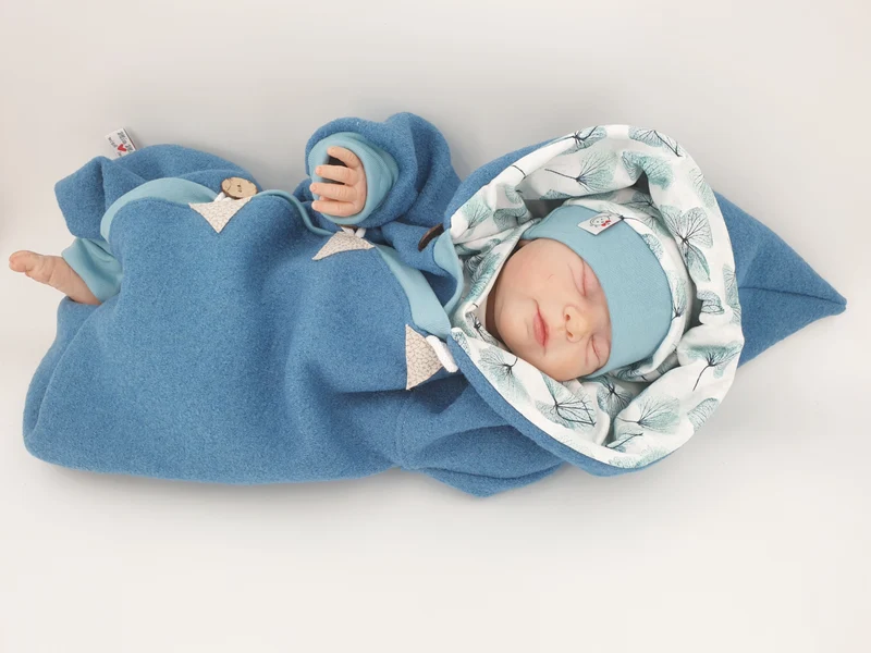 Walk - Overall Baby Kind von 50 bis 110 Designer Walkoverall aqua Blätter von Atelier MiaMia