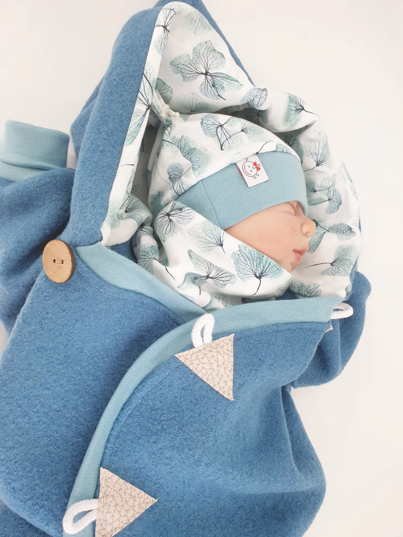 Walk - Overall Baby Kind von 50 bis 110 Designer Walkoverall aqua Blätter von Atelier MiaMia
