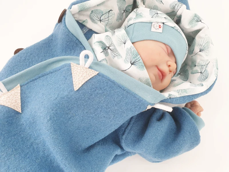 Walk - Overall Baby Kind von 50 bis 110 Designer Walkoverall aqua Blätter von Atelier MiaMia