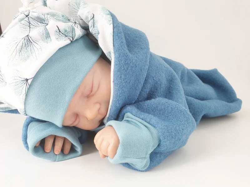 Walk - Overall Baby Kind von 50 bis 110 Designer Walkoverall aqua Blätter von Atelier MiaMia