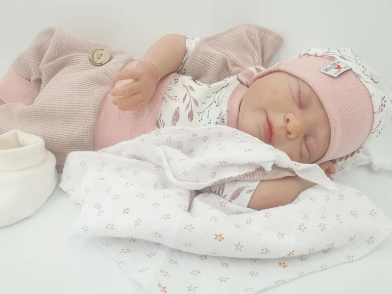 Coole Pumphose oder Babyset mit Knopf altrosa meliert von Atelier MiaMia