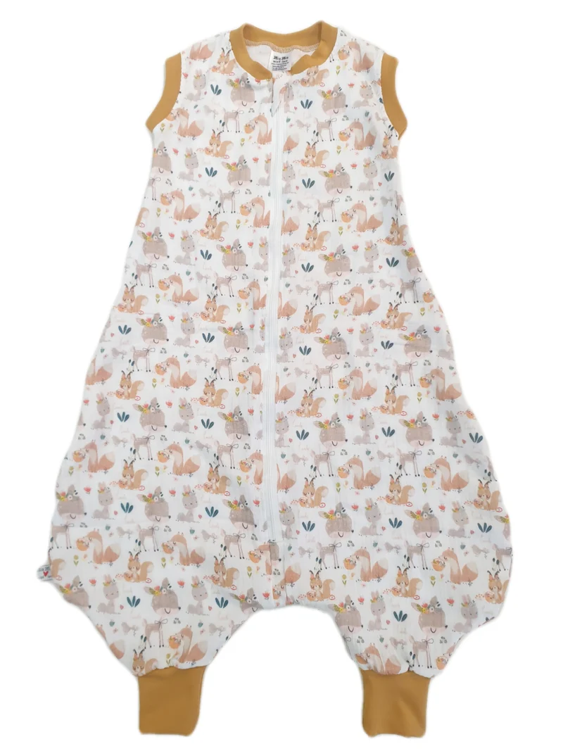Mutzelpumper Schlafsack mit Füßen, Gr. 50-104 Waldtiere Orange von Atelier MiaMia