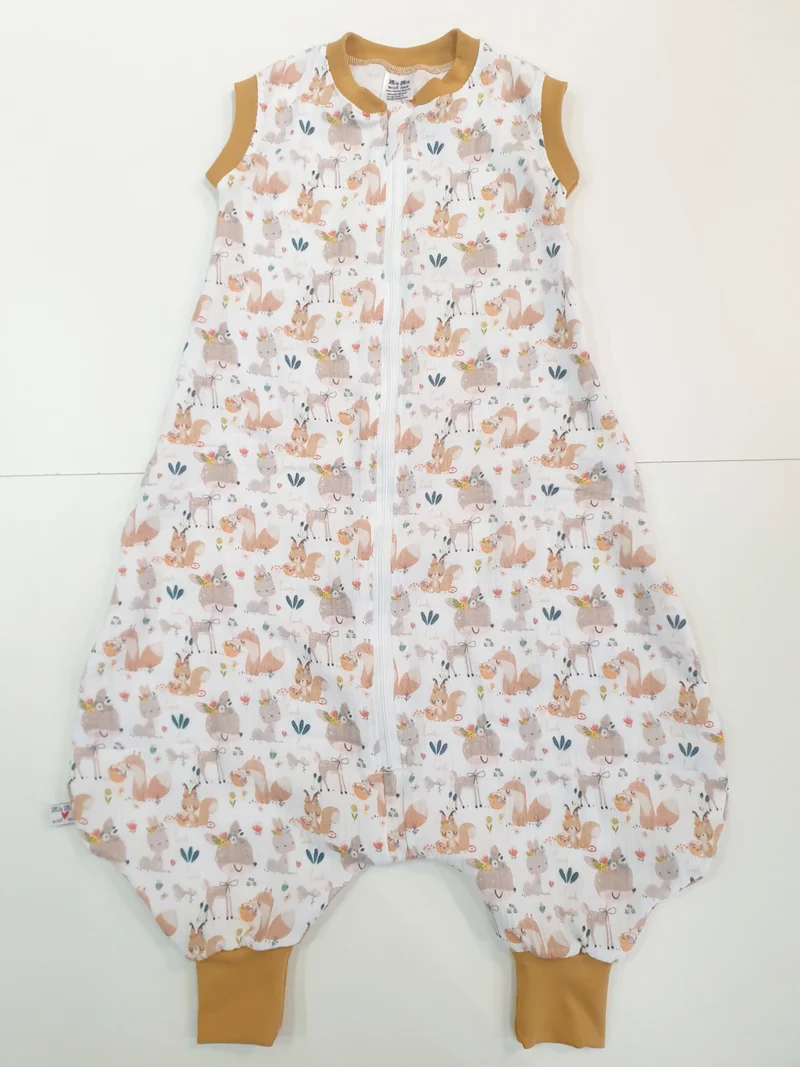 Mutzelpumper Schlafsack mit Füßen, Gr. 50-104 Waldtiere Orange von Atelier MiaMia
