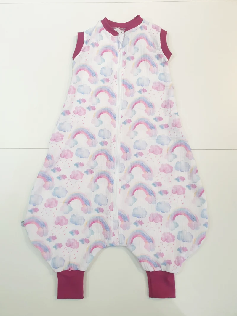 Mutzelpumper Schlafsack mit Füßen, Gr. 50-104 Regenbogen von Atelier MiaMia