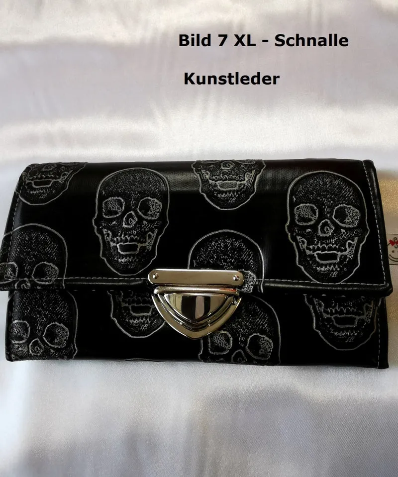 Geldbörse XL mit Schnalle Gost Schädel leder Schwarz SOFORT VERFÜGBAR von Atelier MiaMia