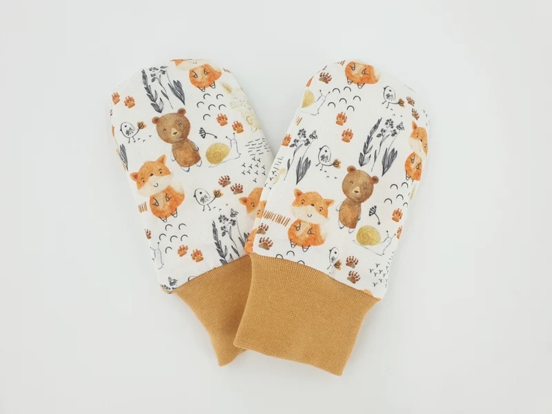 Babyfäustlinge Handschuhe Baby bis 24 Monate Nr. 4 Senf Bären von Atelier MiaMia