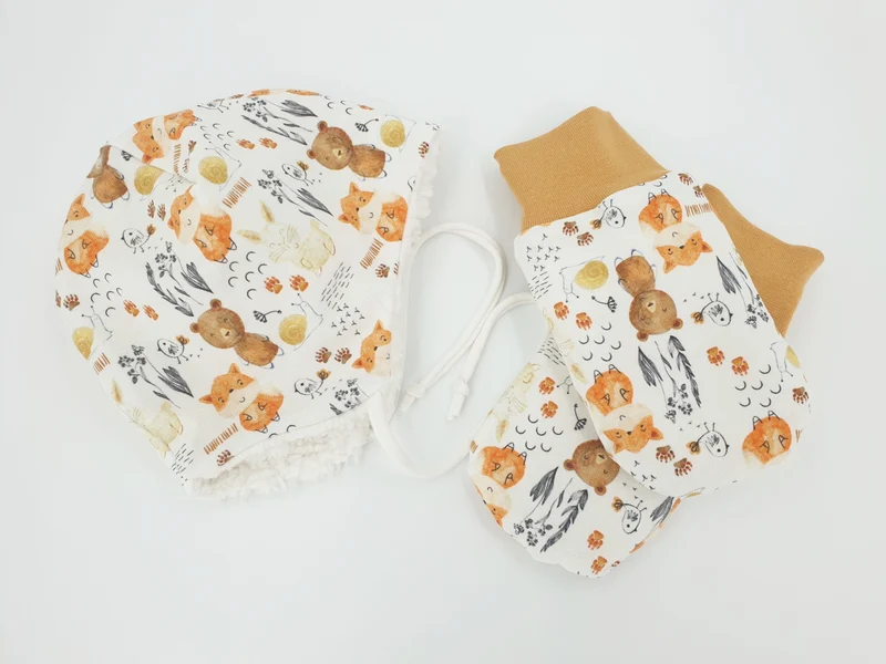 Babyfäustlinge Handschuhe Baby bis 24 Monate Nr. 4 Senf Bären von Atelier MiaMia