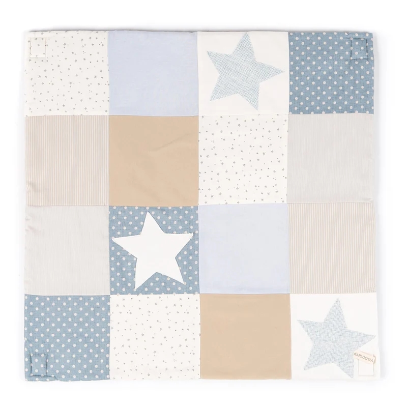 Activity Spieldecke Patchwork, Krabbeldecke mit Spielbogen 80 x 80 cm, Blau