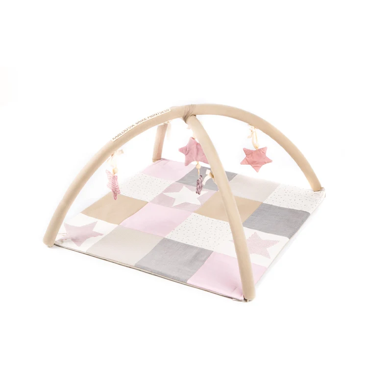 Activity Spieldecke Patchwork, Krabbeldecke mit Spielbogen 80 x 80 cm, Rosa