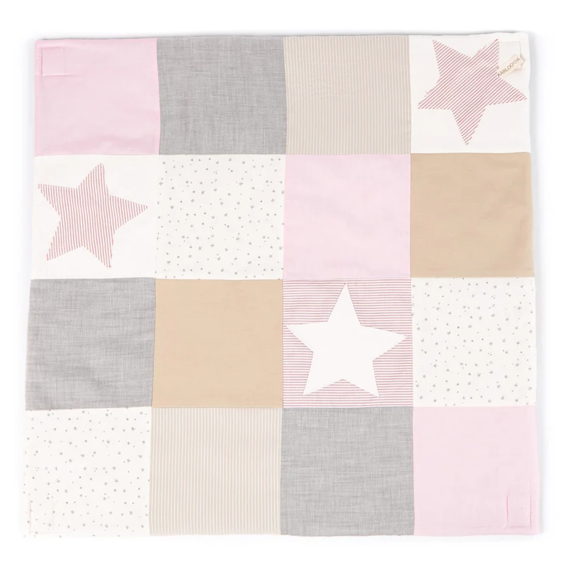 Activity Spieldecke Patchwork, Krabbeldecke mit Spielbogen 80 x 80 cm, Rosa