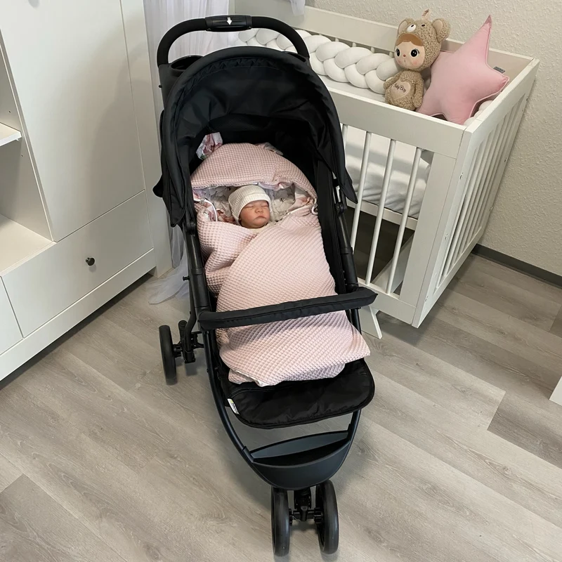 Einschlagdecke für Babyschale mit Klett | Premium Baumwolle & Waffelpique