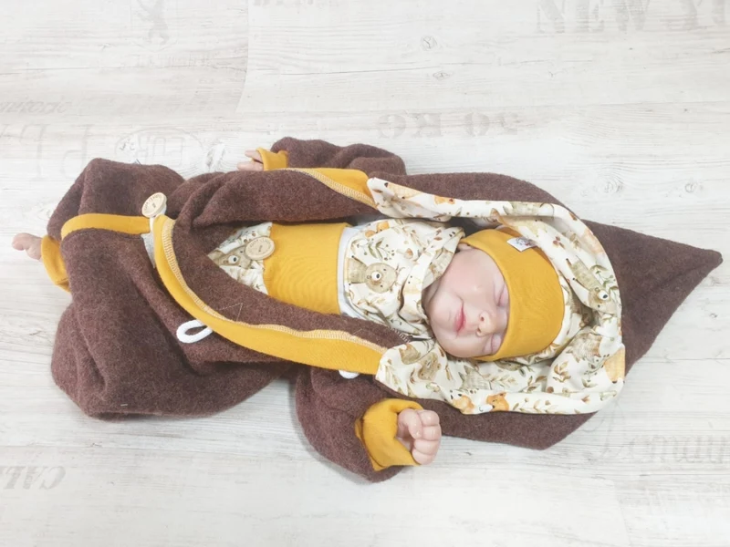 Walk - Overall Baby Kind von 50 bis 110 Designer Walkoverall Braun Waldtiere --Walk W5 von Atelier MiaMia