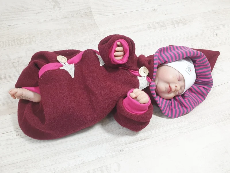 Walk - Overall Baby Kind von 50 bis 110 Designer Walkoverall Braun Lila Streifen --Walk W7 von Atelier MiaMia