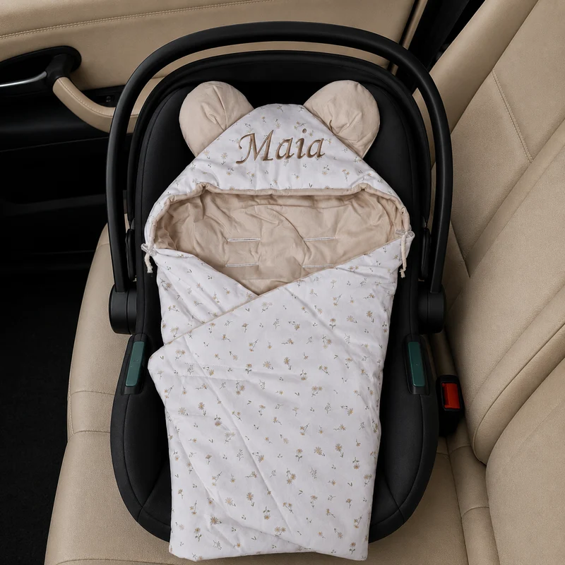 Einschlagdecke für Babyschale mit Klett | Premium Baumwolle