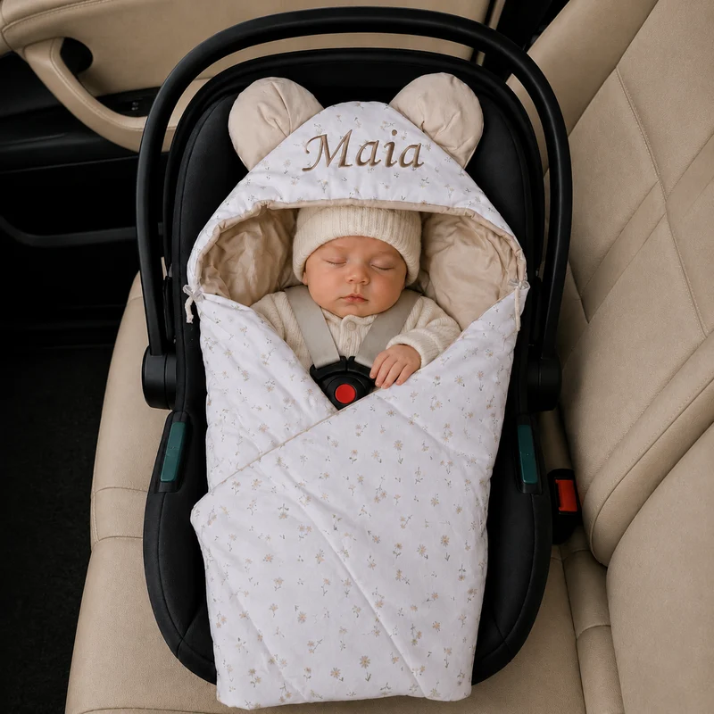 Einschlagdecke für Babyschale mit Klett | Premium Baumwolle