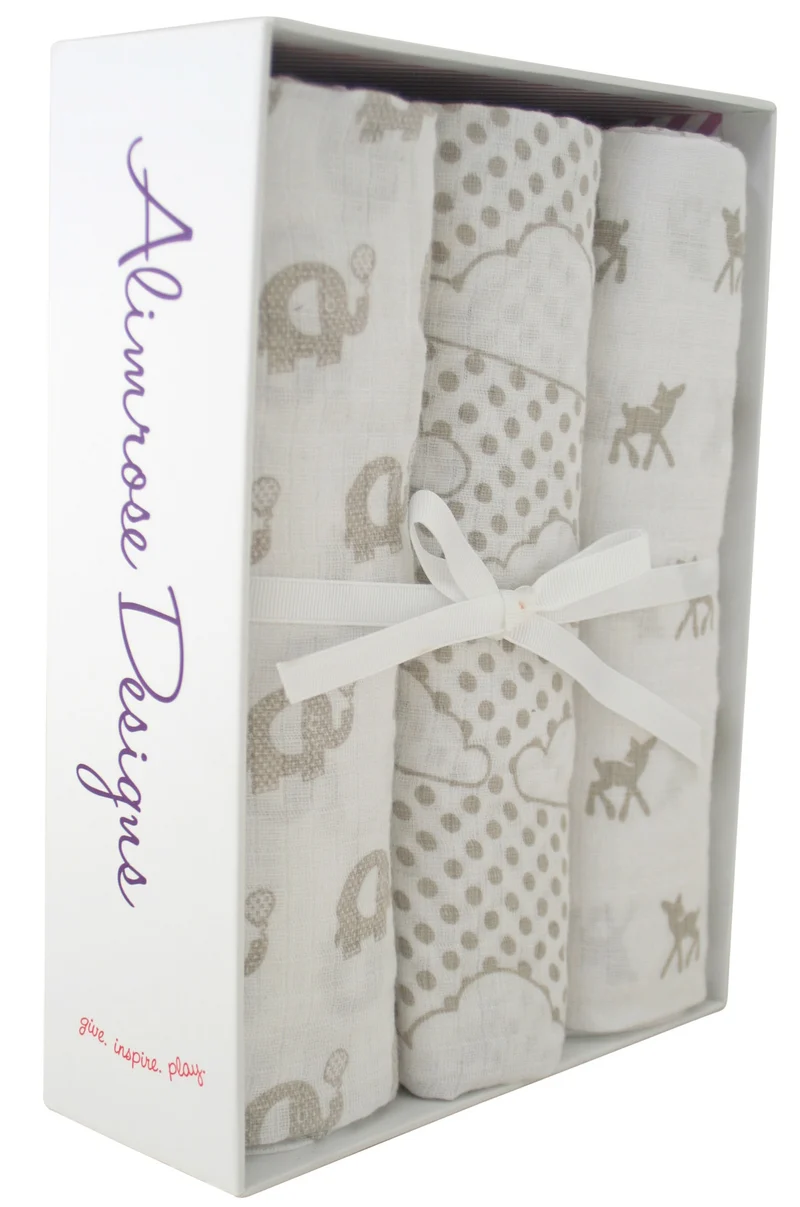Muslin Wrap Gift Set - Grey