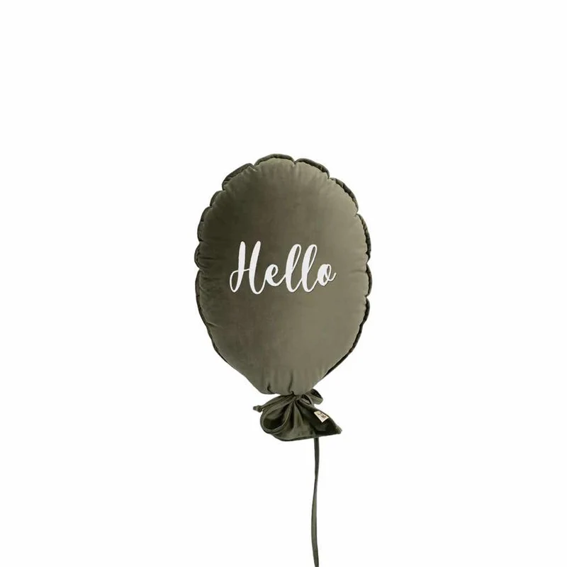 Ballon Dekokissen Hello aus Samt zum Aufhängen