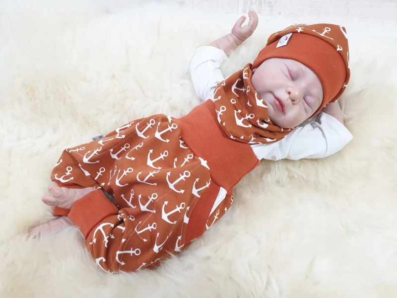 Coole Pumphose oder Babyset kurz und lang Anker Terracotta 9 von Atelier MiaMia