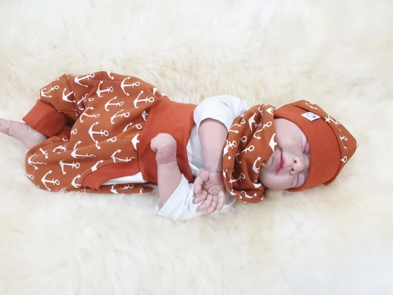 Coole Pumphose oder Babyset kurz und lang Anker Terracotta 9 von Atelier MiaMia