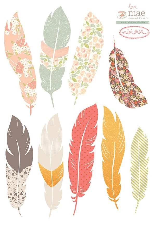 Mini Floating Feathers Decals