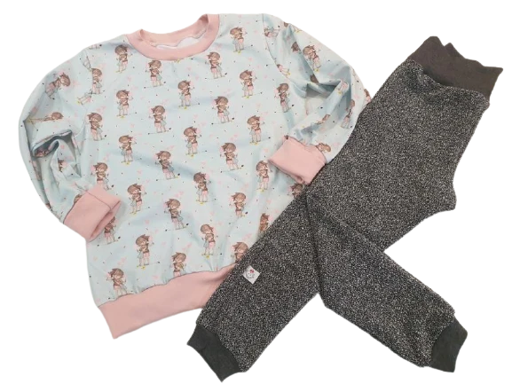 Baby und Kinder Leggins Salz Pfeffer Antrazit Größe 50-116 von Atelier MiaMia