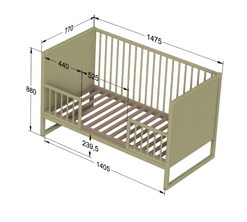 Mitwachsendes Babybett Tweens 70 x 140 cm