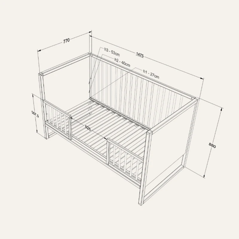 Mitwachsendes Babybett Tweens 70 x 140 cm