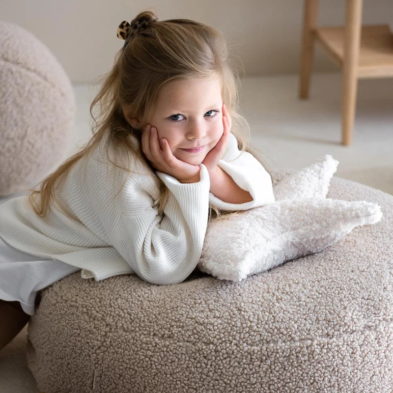Bodenkissen Pouf aus Teddy-Stoff