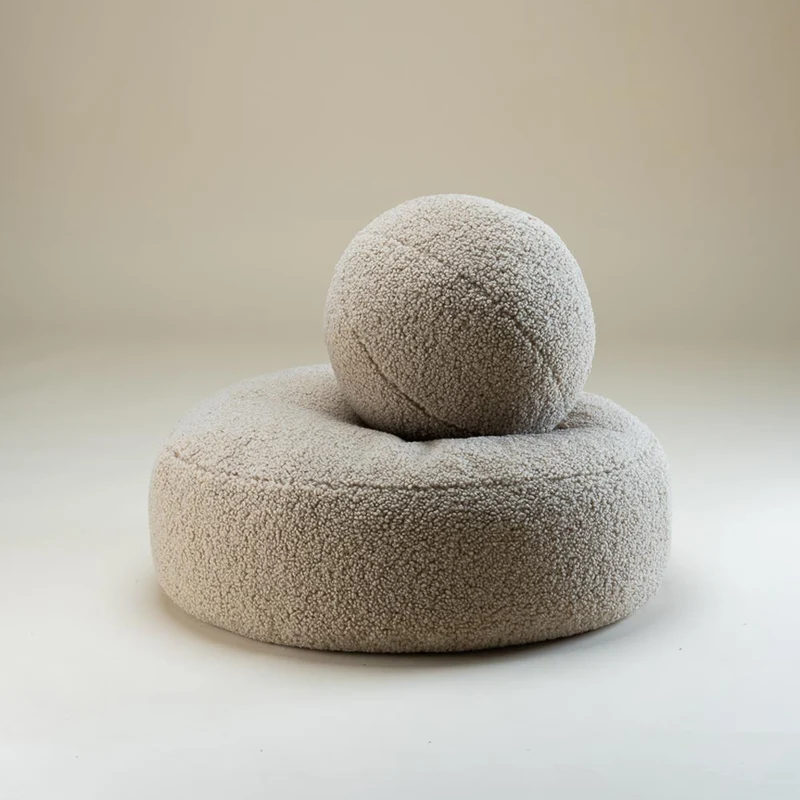 Bodenkissen Pouf aus Teddy-Stoff