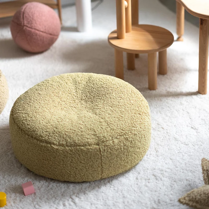 Bodenkissen Pouf aus Teddy-Stoff