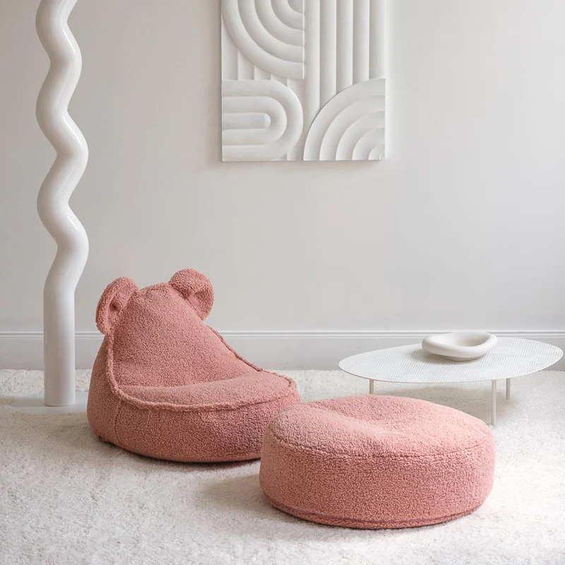 Bodenkissen Pouf aus Teddy-Stoff