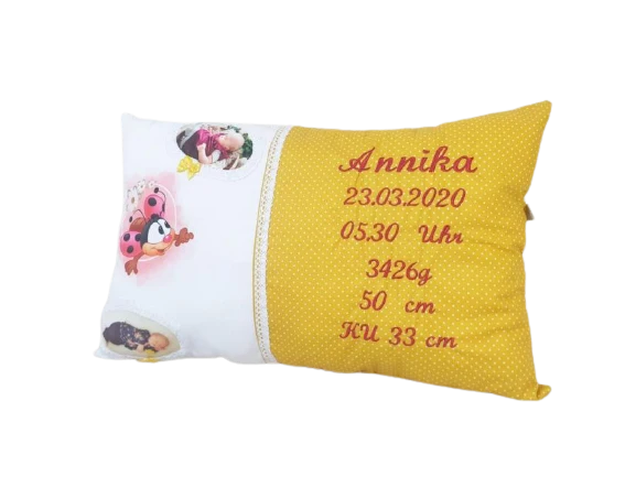 Geburtskissen - Namenskissen mit Stickerei - Panel - Foto- von Atelier MiaMia