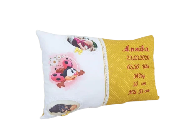 Geburtskissen - Namenskissen mit Stickerei - Panel - Foto- von Atelier MiaMia