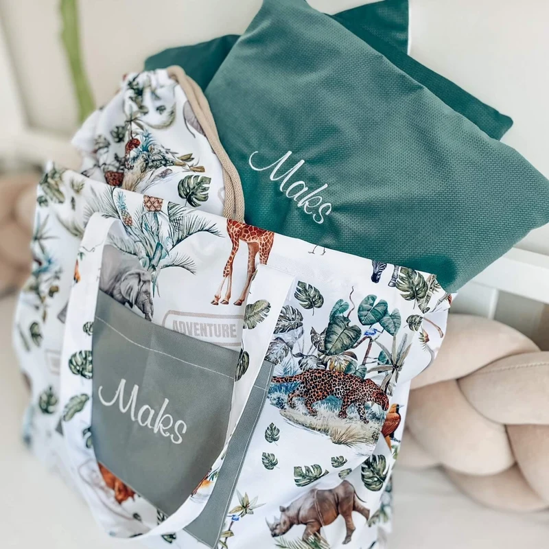 Kita-Set aus Decke & Kissenbezug inkl. Wechselbeutel & Tasche | Premium Baumwolle & Samt
