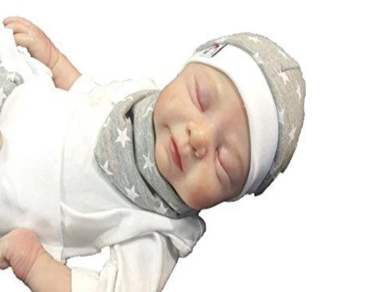 Beanie Tuch Baby Kind von ab KU 33 Limitiert !! Beanie und Tuch grau Sternchen von Atelier MiaMia
