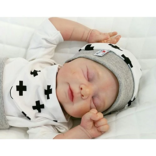 Beanie Tuch Baby Kind ab KU 33 Limitiert !! Beanie und Tuch Weis mit Kreuz von Atelier MiaMia