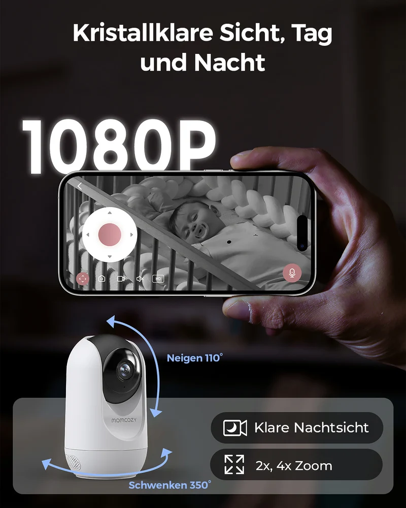 Momcozy 5-Zoll Dual-Mode Intelligentes Babyphone mit 2 Kameras - BM04