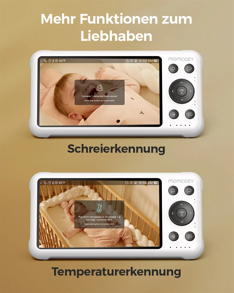 Momcozy 5-Zoll Dual-Mode Intelligentes Babyphone mit 2 Kameras - BM04