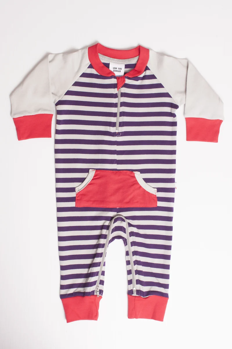 Lil Zipper Grey/plum Romper