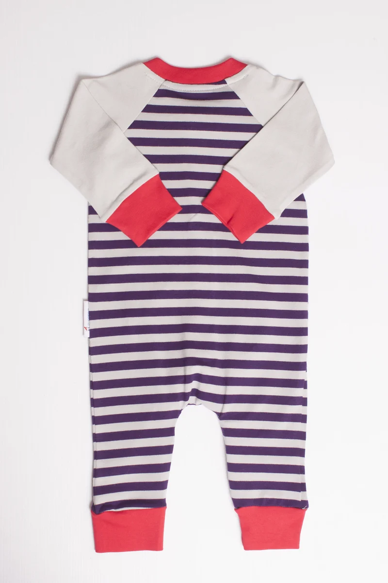 Lil Zipper Grey/plum Romper