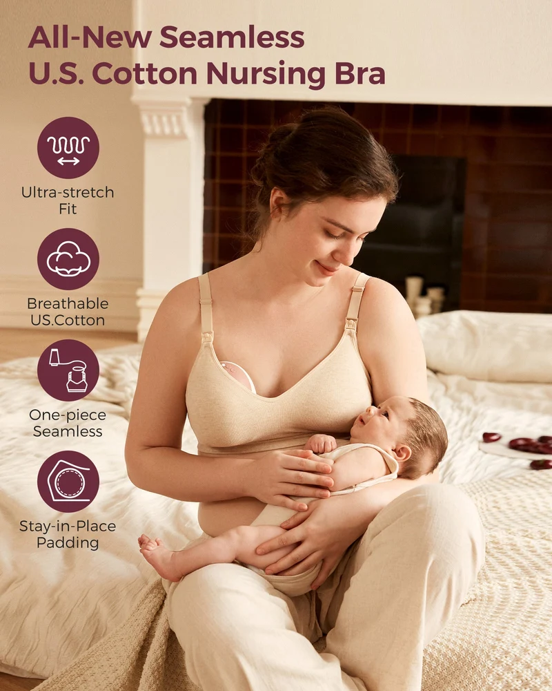 Momcozy Weicher U.S. Baumwolle Nahtloser Mutterschafts-BH