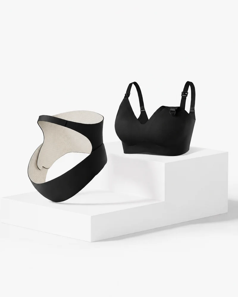 Schwangerschafts-Komfort-Bundle: Ergonest-Bauchband und ultraweicher nahtloser Still-BH YN21